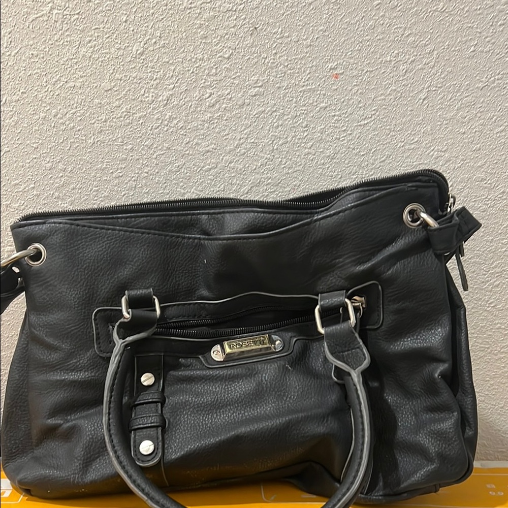 Rosetti Black Satchel with Silver Hardware